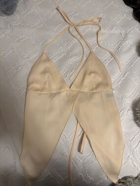 Cream Halter Tie-Back Crop Top — Lightweight Feminine Style